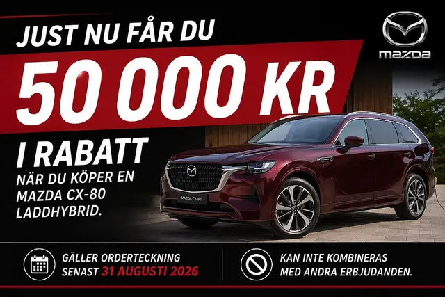 Mazda CX-80 2.5 e-SKYACTIV PHEV 327 hk, 8AT, AWD, Homura Plus